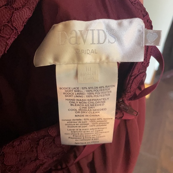 David’s Bridal Wine Bridesmaid Dress - Picture 4 of 4